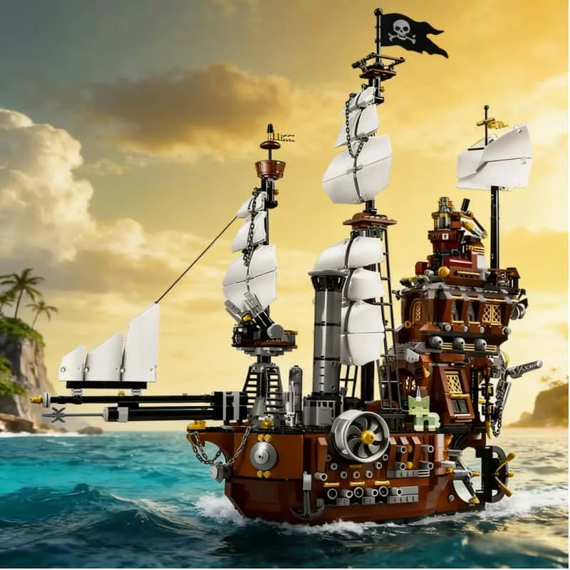 

Конструктор «Пиратский корабль» 2741 деталь: Боевой корабль, парусник, приключения в Карибском море, модель «Барракуда-Бэй»
