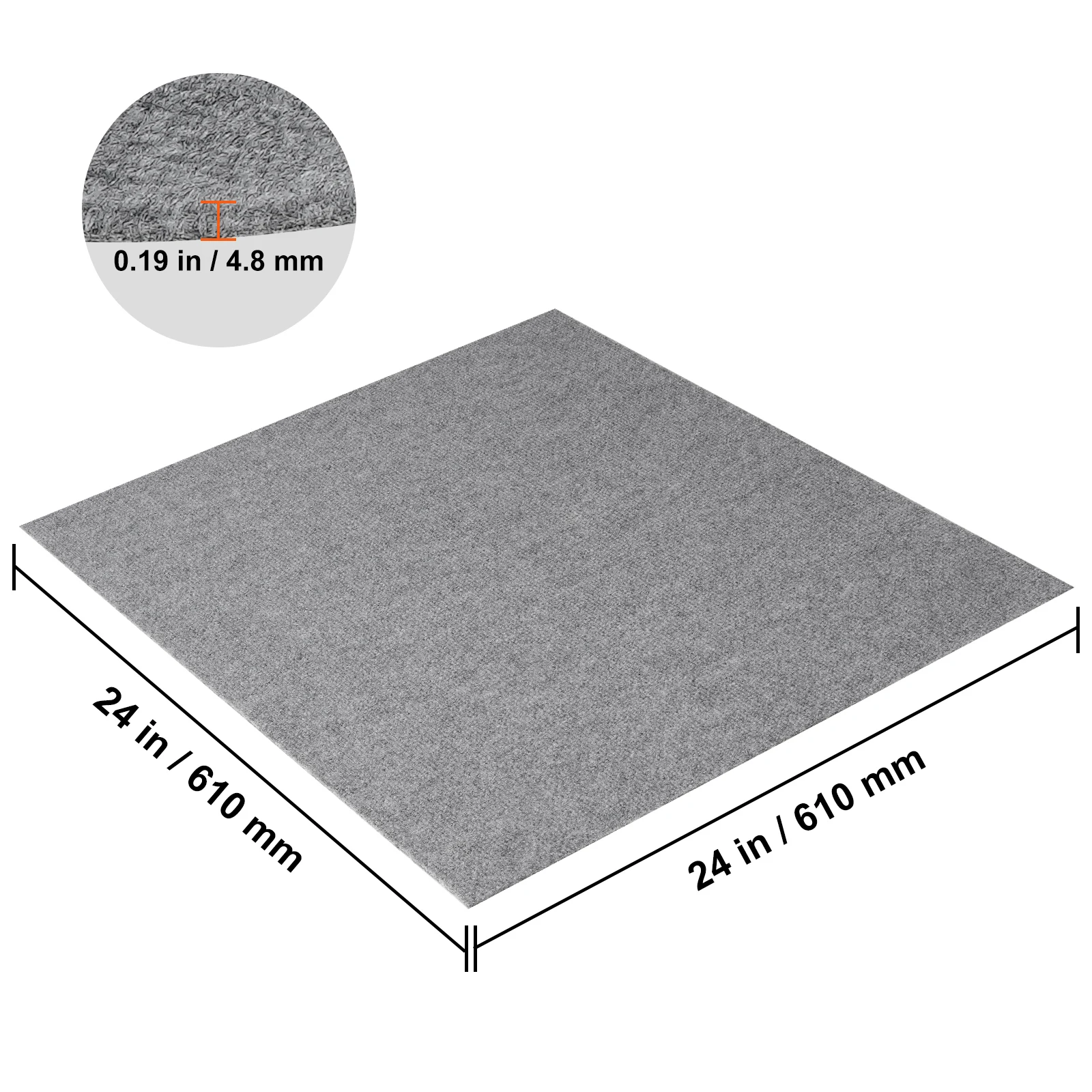 Carpet Tiles Peel and Stick, 24” x 24” Squares Self Adhesive Carpet Floor Tile, Easy Install DIY for Bedroom Living Room Indoor Outdoor (9Tiles, Soft Padded Carpet Tiles, Light Gray)