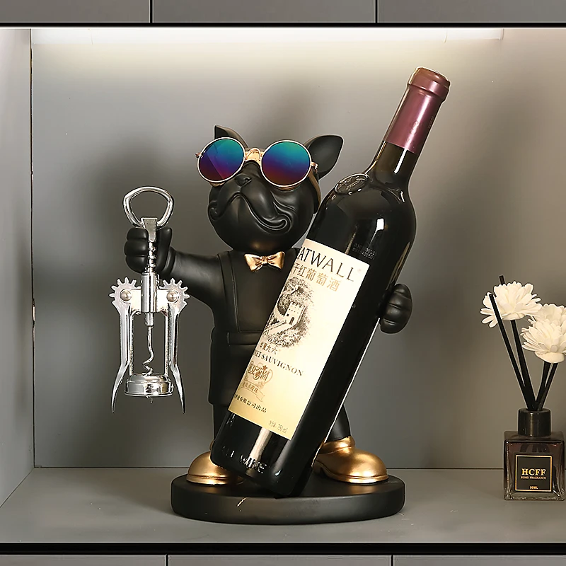 Modern Sculptural Resin Wine Bottle Holder 5-Bottle Capacity Wall Mounted Tabletop Display Stand for Dining Room Bar Cabinet