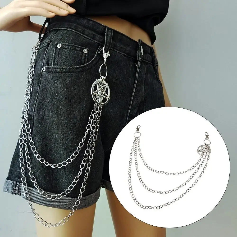 New Punk Pants Chain Pentagram Keychains Men Women Jean Trouser Biker Chains Harajuku Goth Jewelry Gothic Rock Emo Accessories