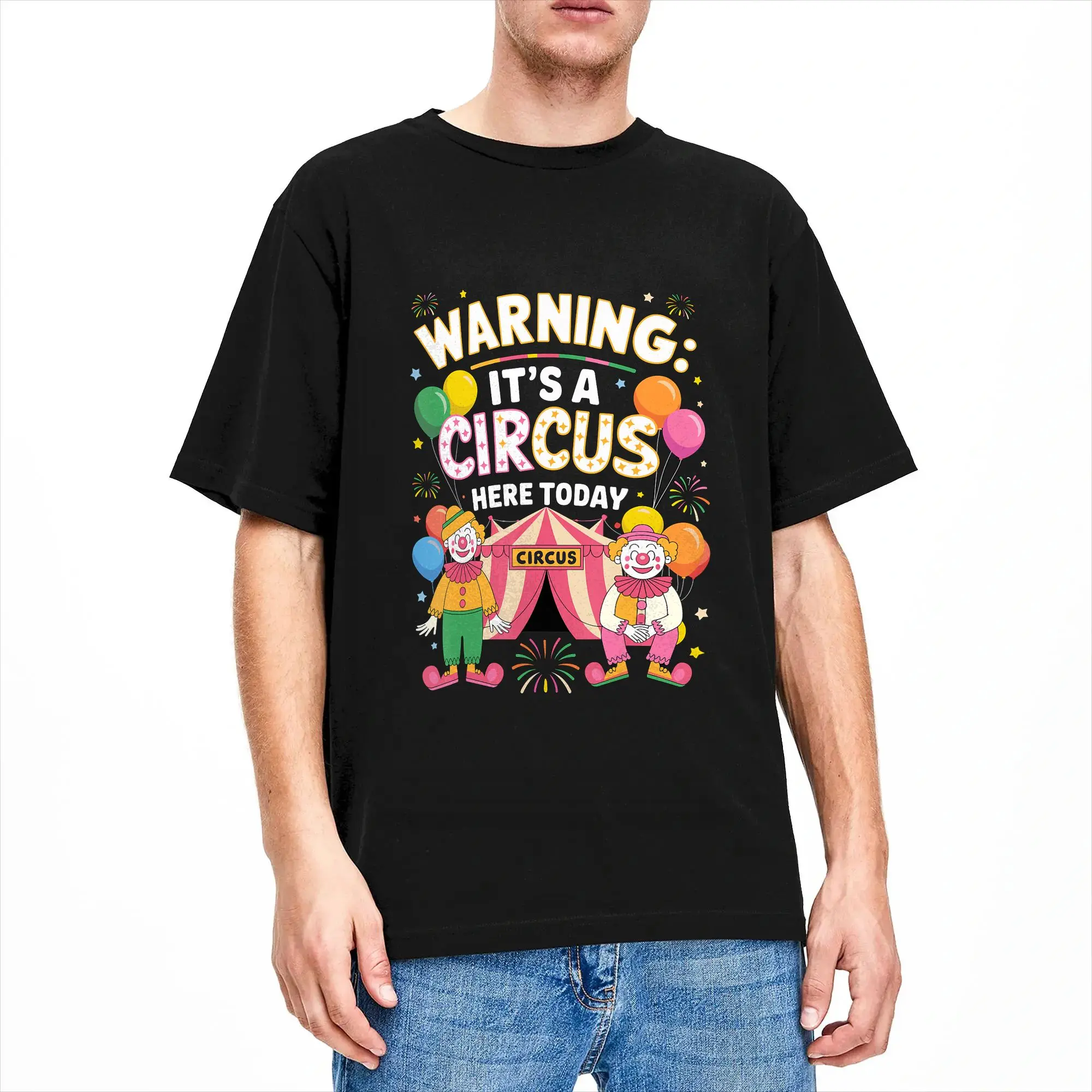 Warning Its A Circus Here  Today Circus Staff T Shirt Couple  Y2K Casual T-Shirts Summer O-Neck Novelty Tee Shirt Plus Size