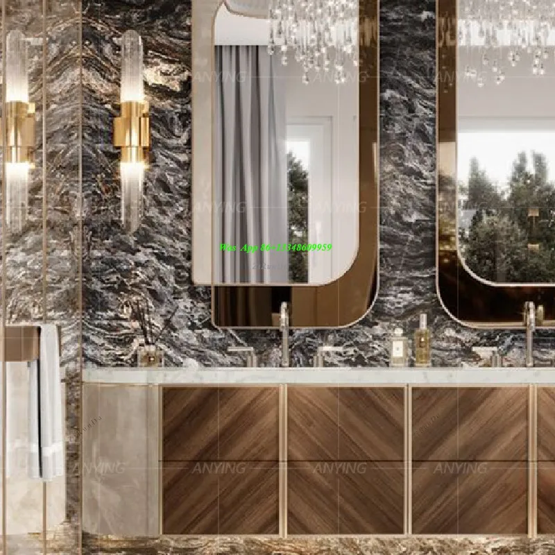 High-end Custom Bathroom Cabinet Combination French Light Luxury Washing Table, Bathroom Designer Wash Basin, Double Basin