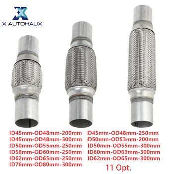 Universal Car Exhaust Flex Pipe – 45–76mm ID / 48–80mm OD Stainless Steel Braided Flexible Exhaust Connector 1