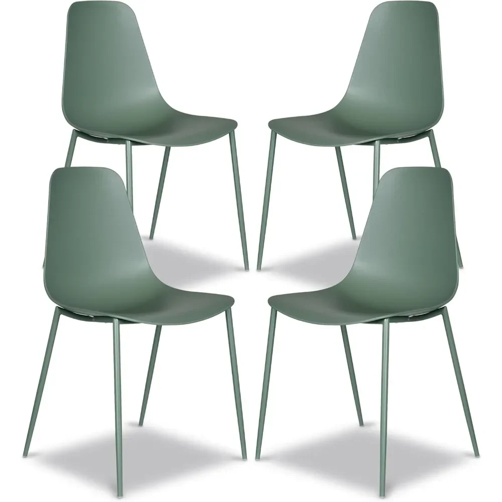 

Modern Kitchen Chairs Set of 4 - Plastic Dining Chair with Metal Legs - Quick Assembly Simple Cafe Chairs Plastic