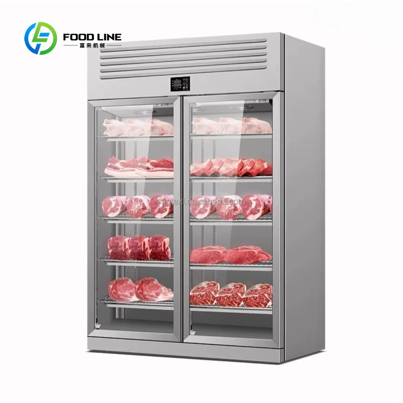 Customized Commercial One Door Beef Matured Meat Dry Wet -Temperature Frost Free Restaurant Kitchen Display Refrigerator