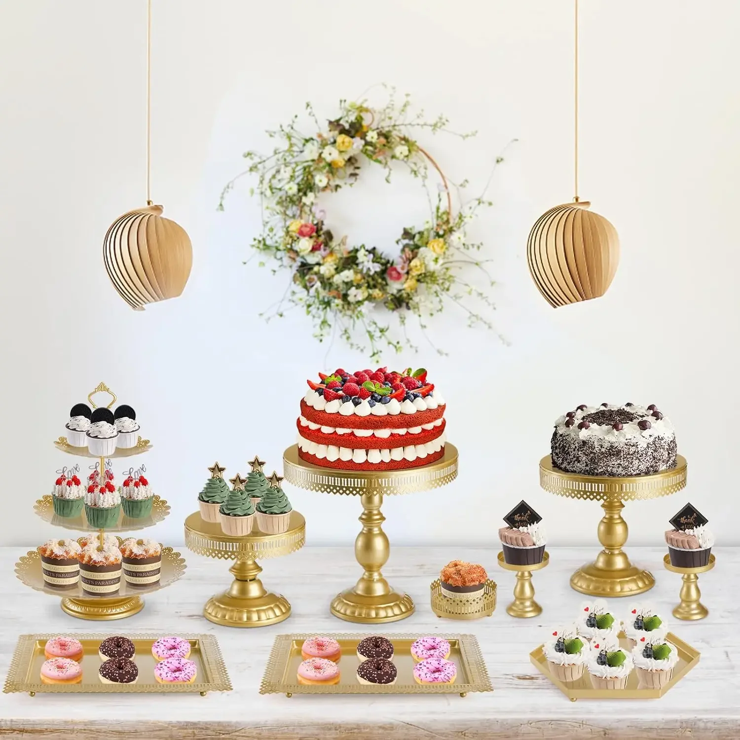 10-13pcs Dessert Table Ornament Wedding Banquet Birthday Decoration Coffee Plates Break Tea Cake Buffet Tray Display Shelf