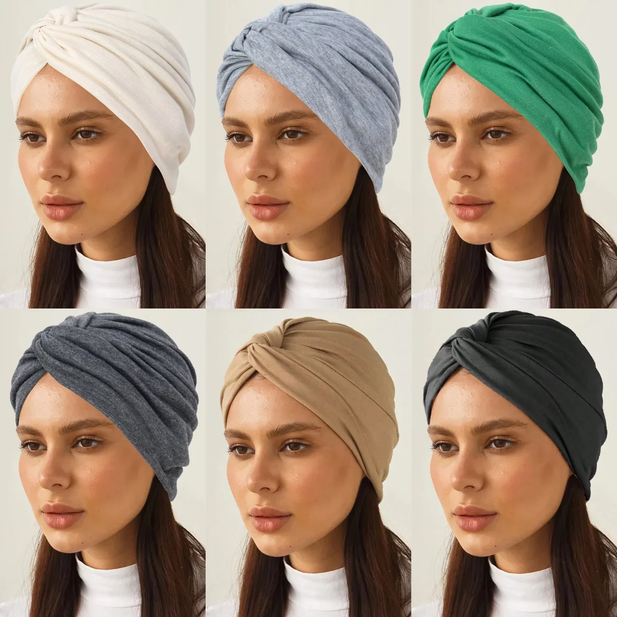 

Новые мягкие эластичные мусульманские хиджабы-шапочки 2026 года для Рамадана, модные головные уборы, женские платки, однотонные тюрбаны-боннеты для ухода за волосами