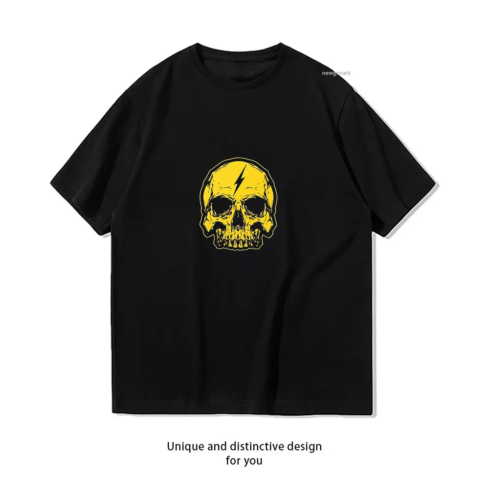 Electric Skull T-Shirt Print T-Shirt Casual cotton graphic t shirts Creative streetwear Classic O-neck shirt