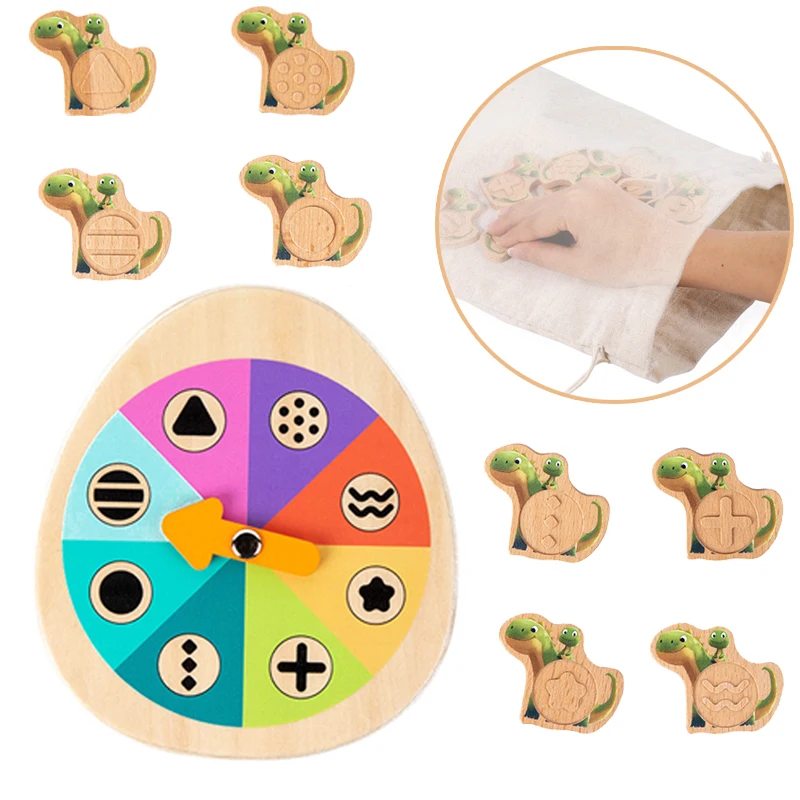 Baby Tactile Sensory Game Montessori Parish Toys Dinosaur Turntable Shape Texture Sensory Memory Play Autism Kid Cognitive Toys