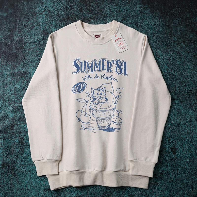 

Exianen Oversize round Ne Print Pure Cotton Sweatirt Men's Casual Comfortable Breathable Antibacterial Thiened Au...
