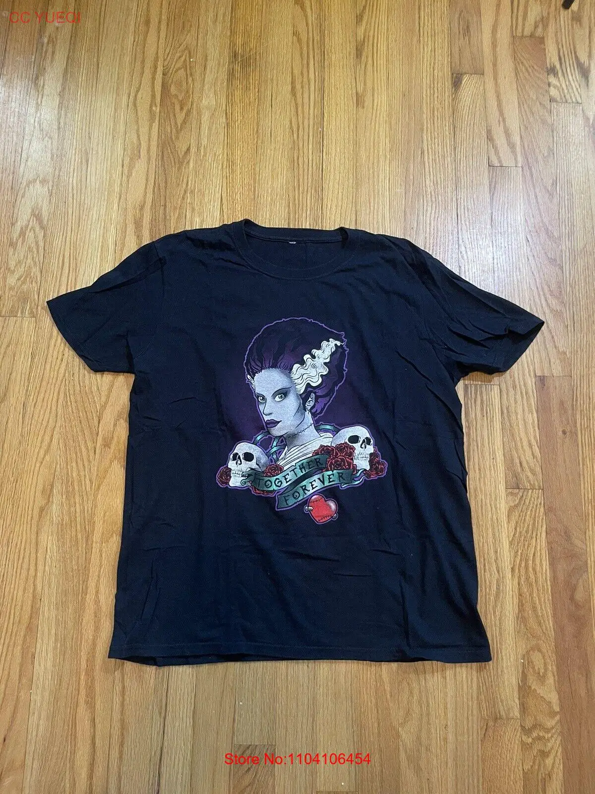 Bride of Frankenstein Graphic T-Shirt Together Forever Size Medium - Black