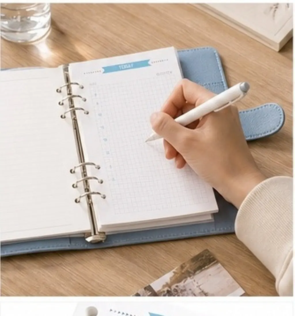 40Sheets A6 Size Paper Refills 6-Hole Loose Leaf Replacement Grid Heavy Wear-Resistant Smooth Surface for Notebook Planner