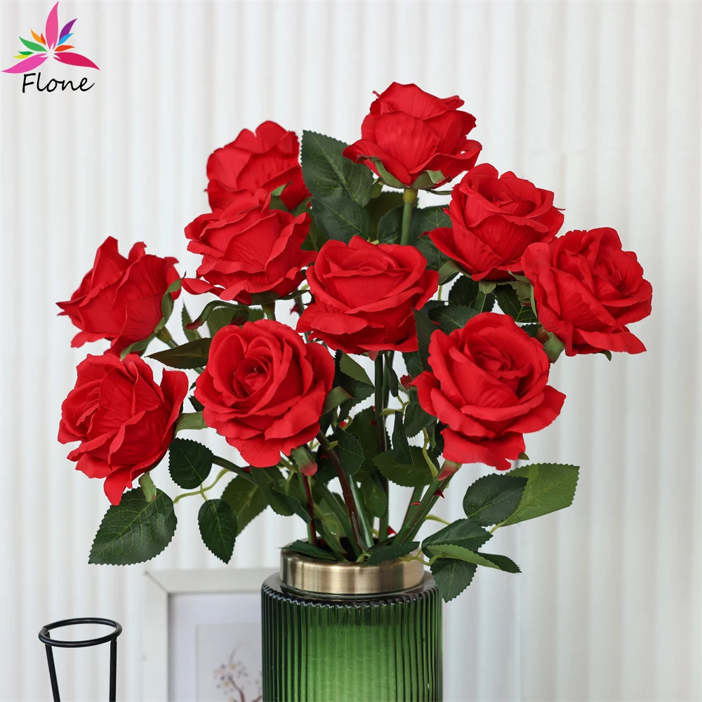 

10pcs/100pcs Home Room Decor Single Branch Silk Artificial Rose Flowers Christmas Wedding Decoration Vases Mariage Gift HY2565
