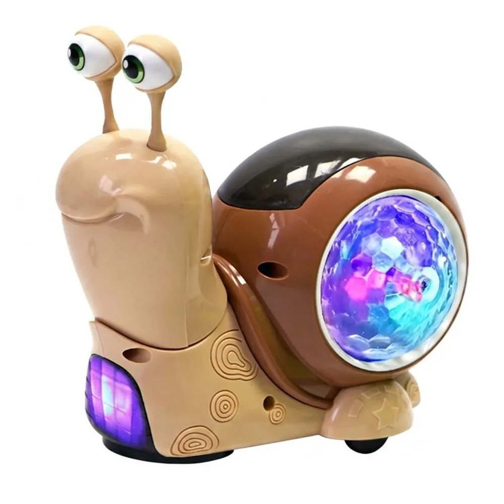 

Tummy Time Luminous Snail Toy Green Brown Plastic Electric Snail Toy with Light-up Musical Interactive Sensory Toy for Kids