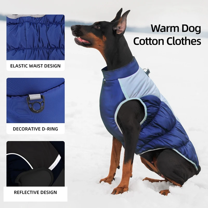 Large Dog Winter Cotton Clothes Waterproof Reflective Coats With Harness for Medium Large Dogs Golden Retriever Samoyed Labrador