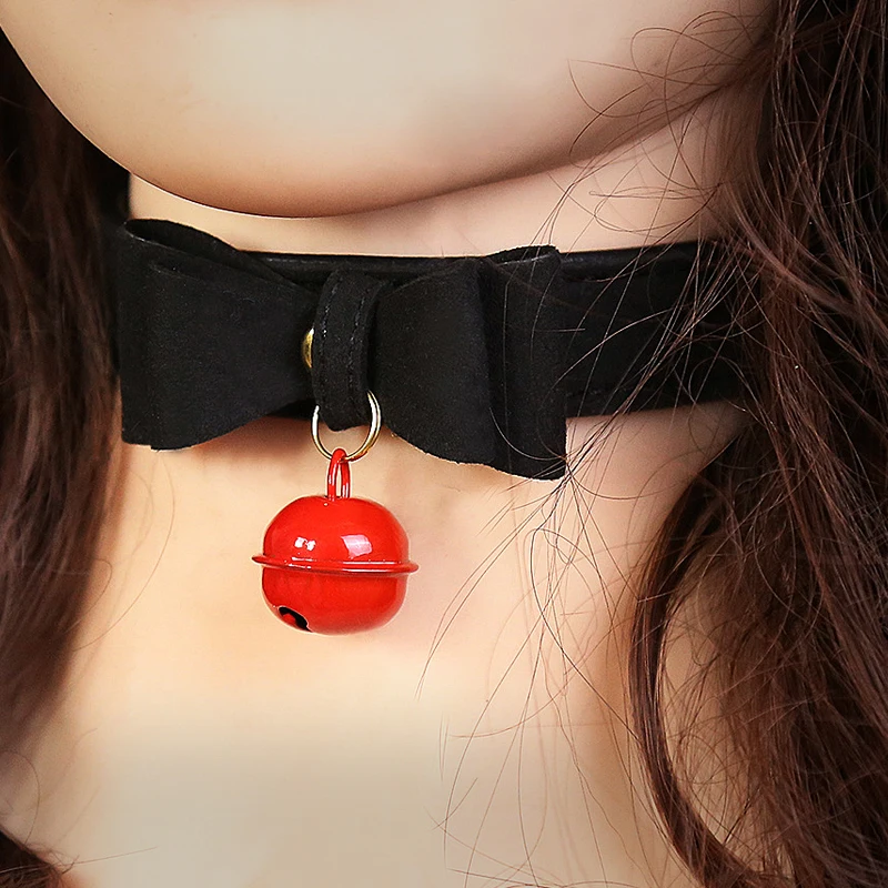 اكسسوارات ألعاب الجنس اليدوية مثير برشام بديل المعادن بولي ياقة ياقة جلدية جرس المختنق الرقيق زي عبودية قلادة Neckban #3