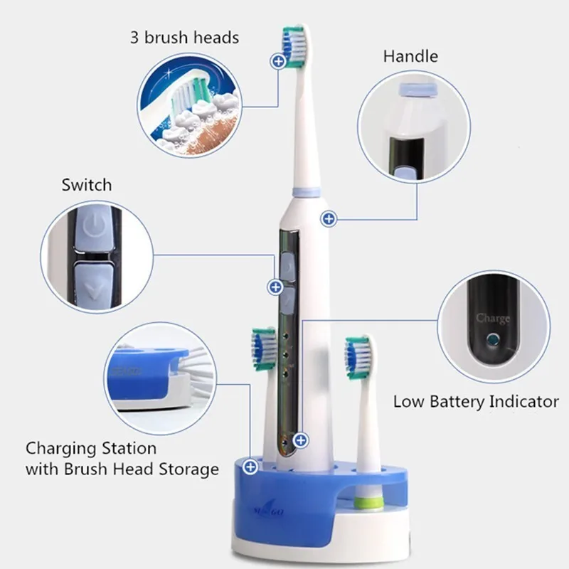 Seago Sonic Electric Toothbrush Rechargeable Ultrasonic Adults Dental Brushes Oral Teeth Whitening Smart Be Quiet Ipx7 Powerful