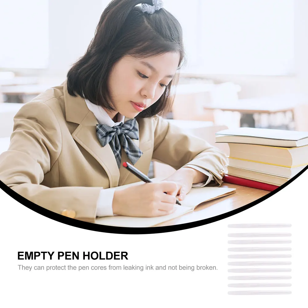 

50pcs Empty Pen Shells Clear Transparent Plastic Pen Holders Ergonomic Design Leakproof School Stationery for Students