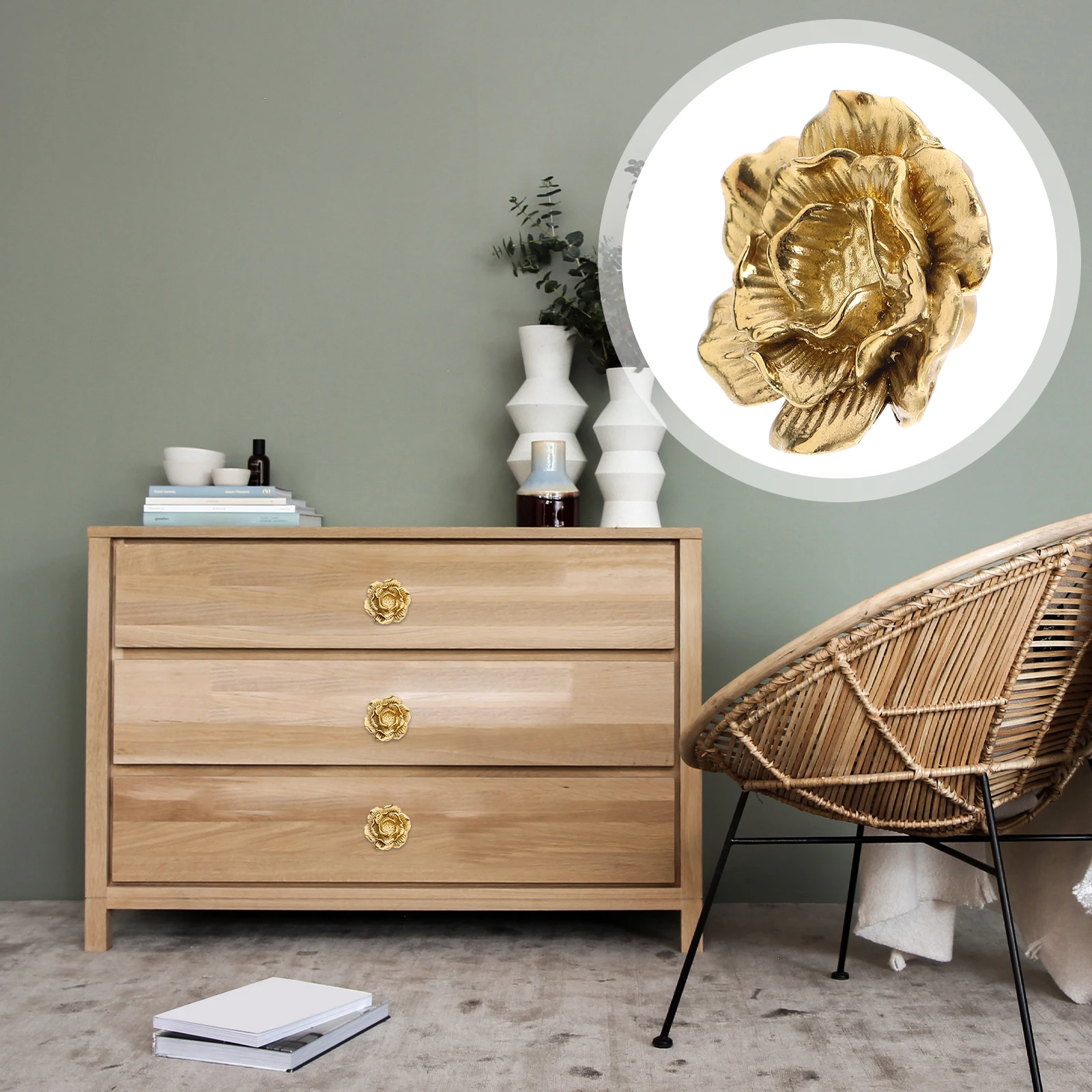 

Brass Rose Handles 33x18mm Cabinet Knobs for Kitchen Bedroom Wardrobe Cupboard Drawers Furniture Hardware Metal Pulls