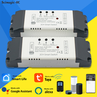DC 5V 12V 24V 32V AC 220V WIFI Tuya Smart Life Motor Controller Smart Home,RF433 Remote,2CH Pulse Relay for Alexa Google