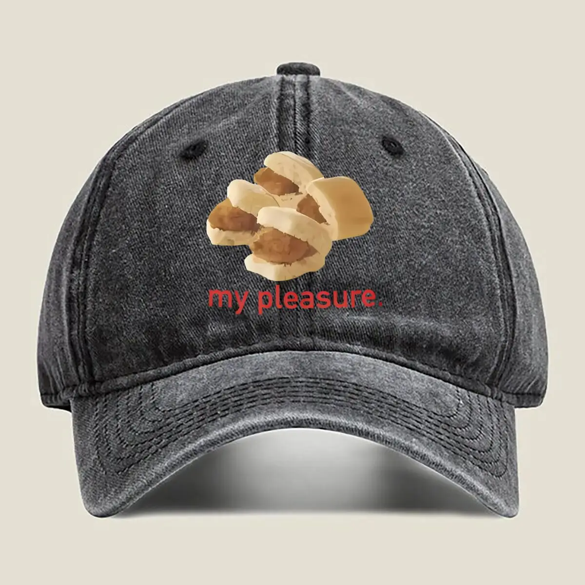 

Bun Pleasure Buns «My Pleasure» — пищевой юмор, художественная стираная бейсболка