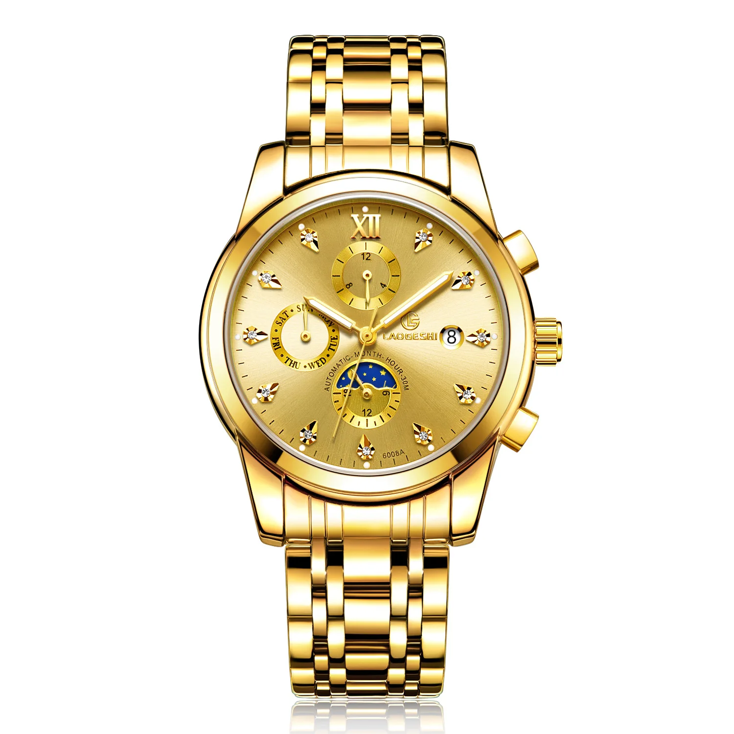 Relógio masculino Oubogea Fashion Business - Mecânico automático, multifuncional, à prova d'água