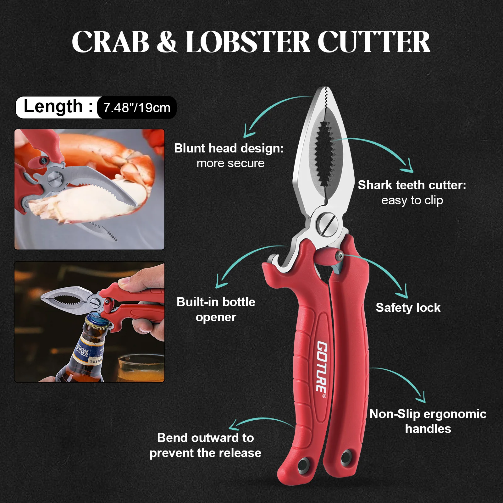 Goture Seafood Tools Set Stainless Steel Crab Forks Oyster Knife Tool Set Nut Crackers Knives Accessories Shrimp Peeling Tool