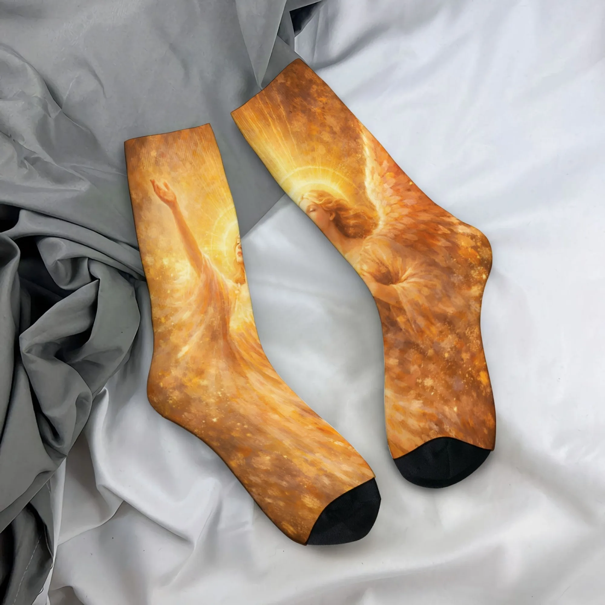 Retro-style angel print men's socks comfortable breathable non-slip casual socks perfect for crazy parties and holiday gifts