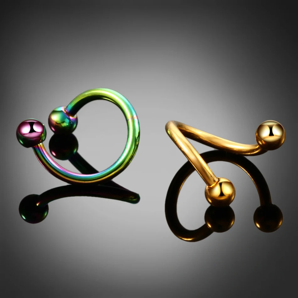 1PC Titanium Spiral Twisted Labret Nose Rings Piercing 16G S Shape Ear Cartilage Helix Oreja Piercings Body Accessories Jewelry image 3