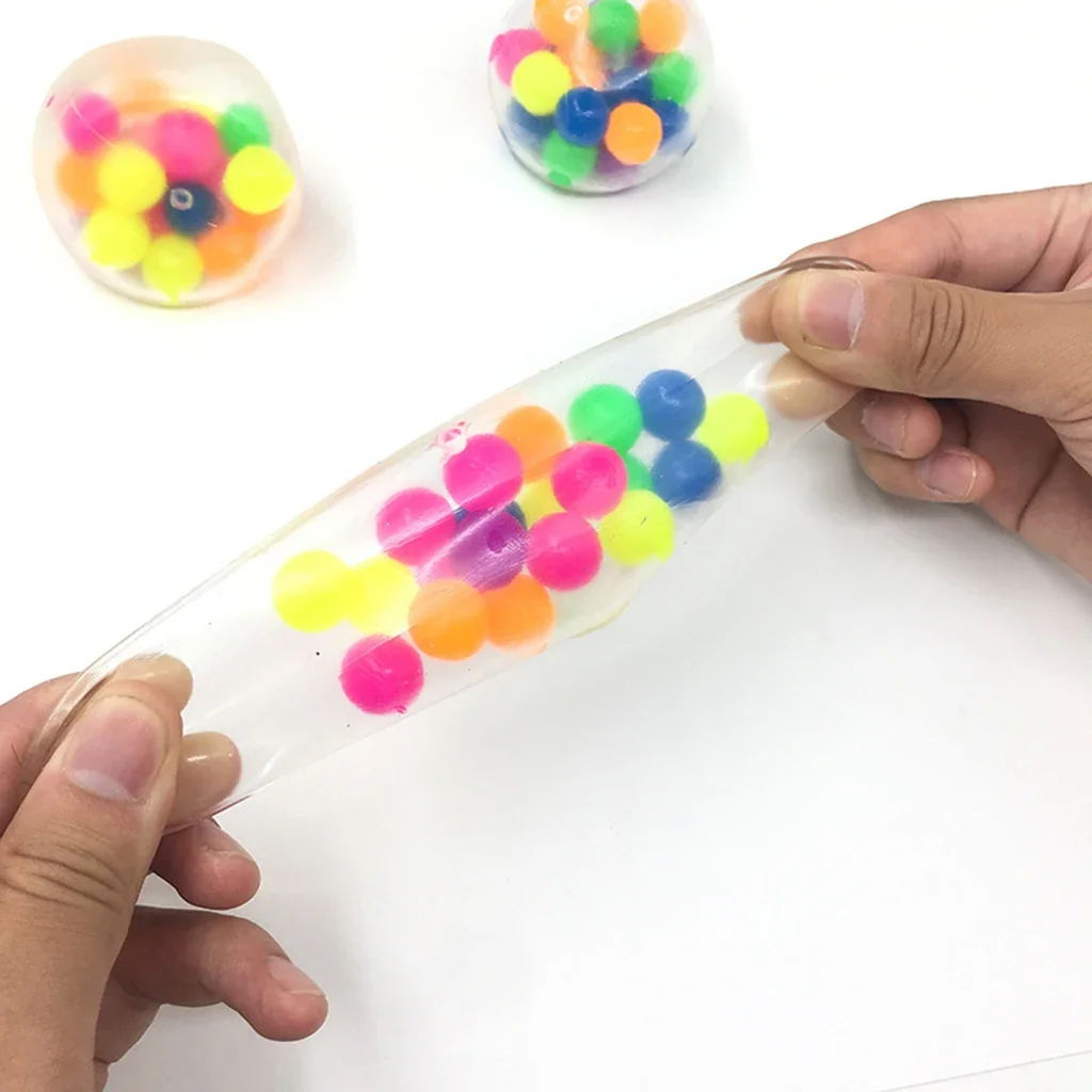 3Pcs Colored Beads Autism Mood Squeeze Relief Healthy Vent Rainbow Fidget Sensory Soft Ball Adult Office Stress Relief Toys