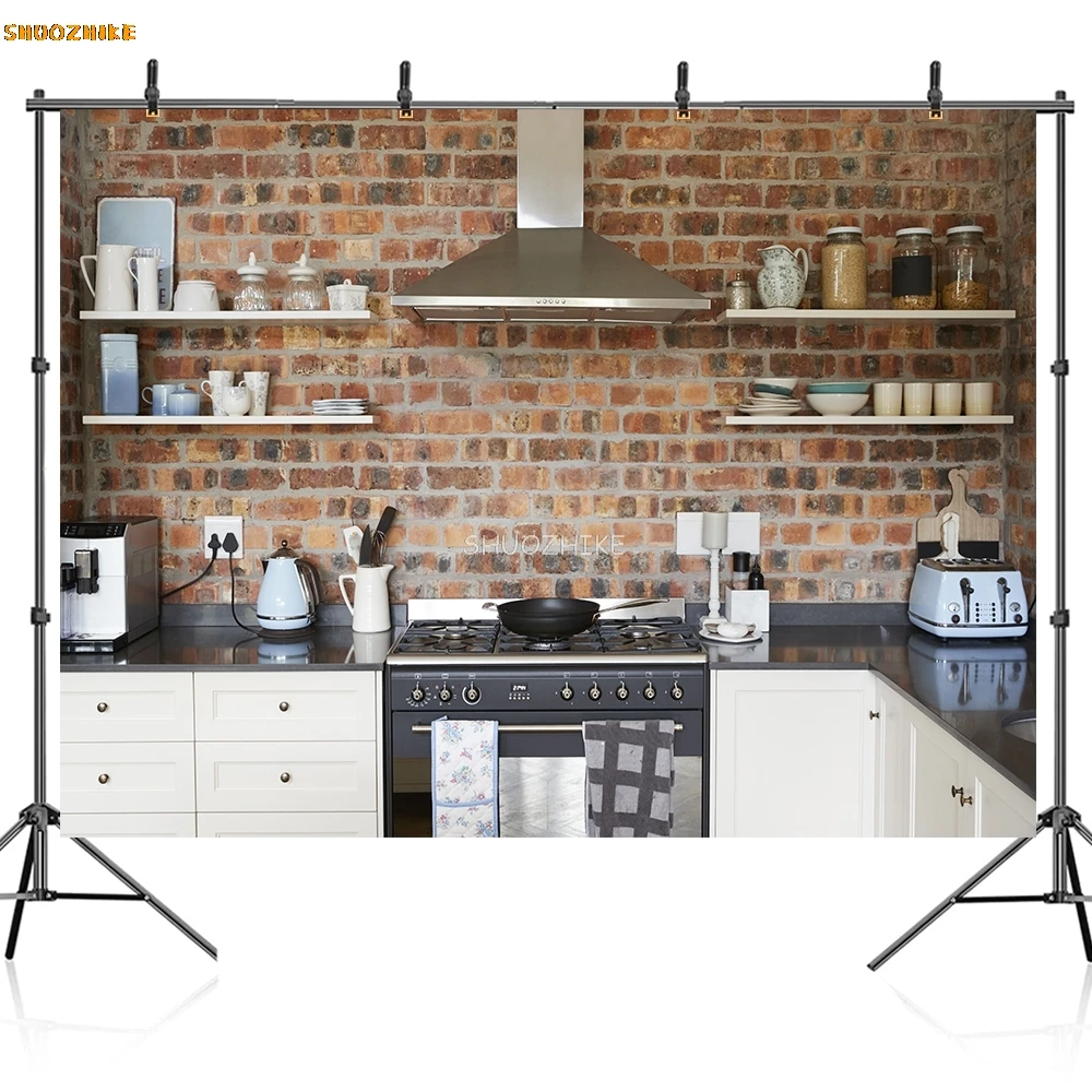 Photography Background Kitchen Theme Baby Girl Boy Happy Birthday Backdrop Decor Photocall Props for Photo Studio