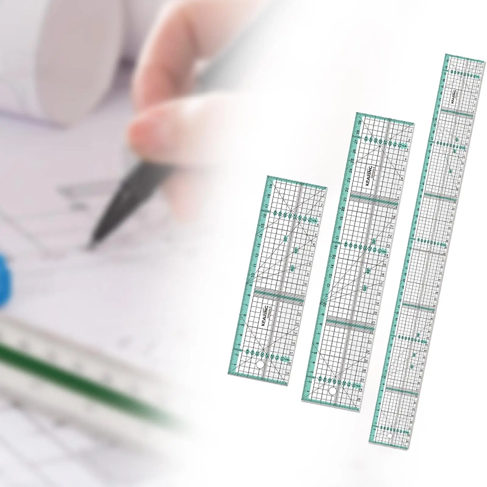 Sewing Ruler Clear Scales Simple Lightweight Unique Tansparent Multi Angles Measuring Multipurpose Cutting Measuring Ruler
