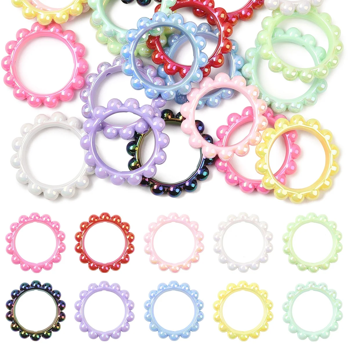 

20 шт. разноцветные акриловые бусины в рамке, цветочные бусины DIY ювелирные изделия для браслета и серег DIY ювелирные изделия изготовление