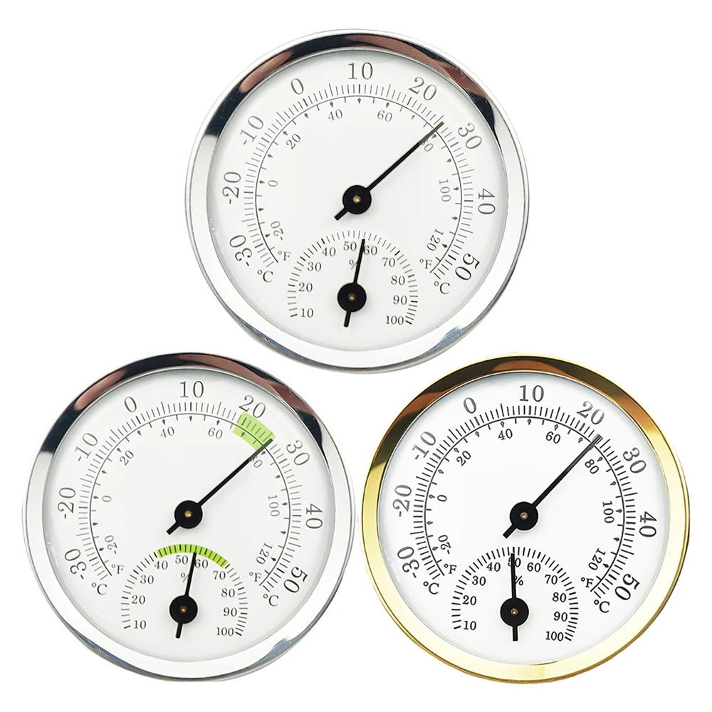 Mini Thermo-Hygrometer Analog Indoor Hygrometer Temperature and Humidity Meter Battery Free Diameter 58MM