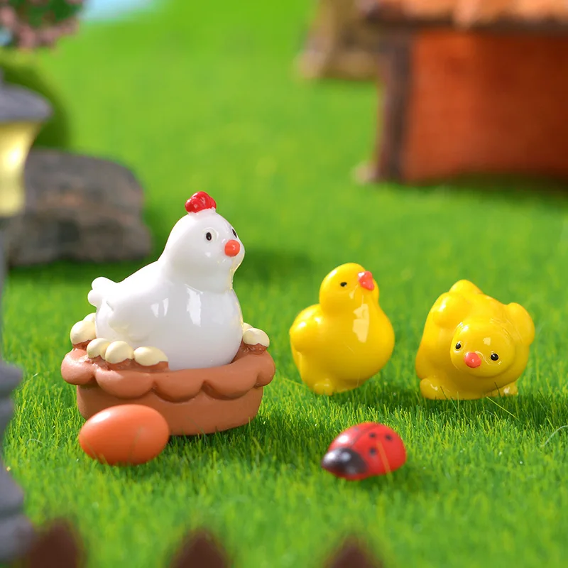 Figurines Miniatures Cute Chicken Nest Micro Landscape Ornaments For Home Decorations Room Decor DIY Gardening Accessories