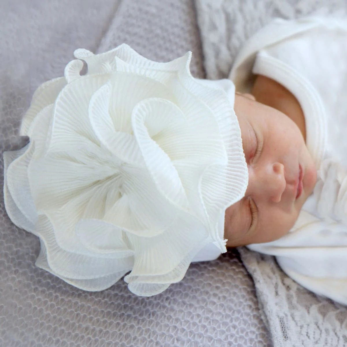 Ylsteed Newborn Hospital Hat for Shooting Big Rose Flower Baby Beanie Turban Hat Infant Photography Accessories Picture Props
