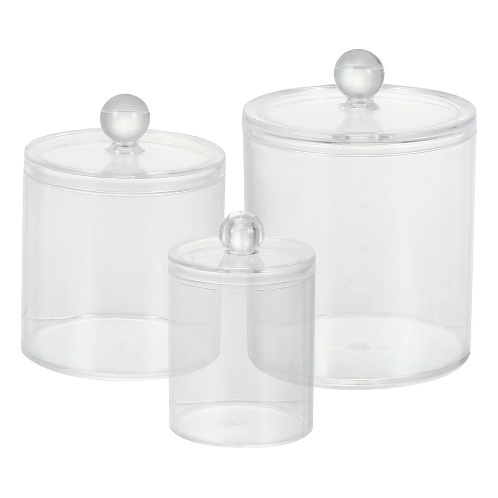 

3 Pcs Dressing Table Storage Box Cotton Swab Cases Ball Containers Makeup Remover Boxes Transparent Desktop
