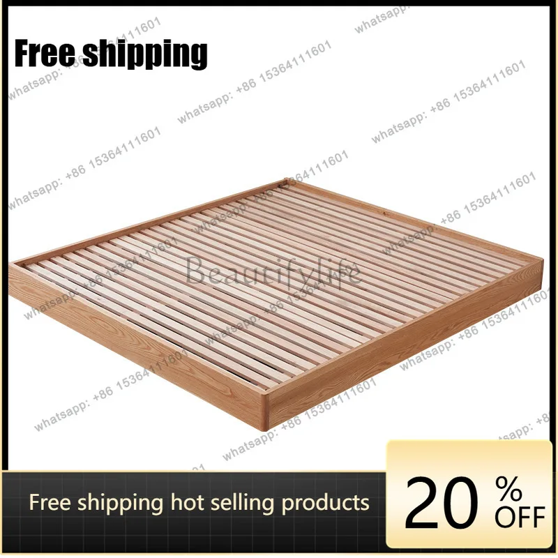 LX Solid Wood Bed Red Oak Simple Modern Storage Suspension Bed