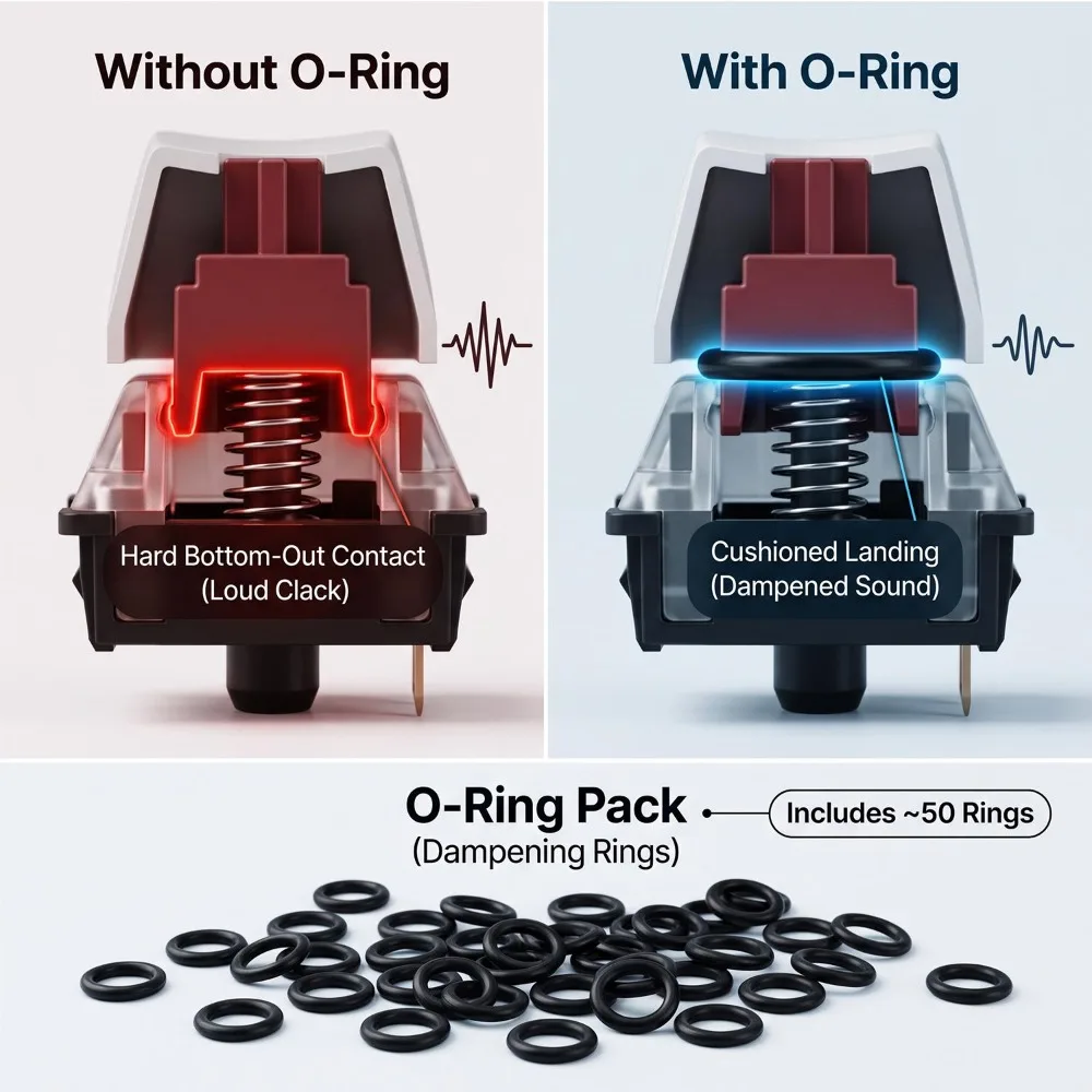 Silicone O-Ring Keycaps Switch Dampeners Silencing Sound Reduction for Cross Axis Mechanical Keyboards Key Switch Dampers Rings