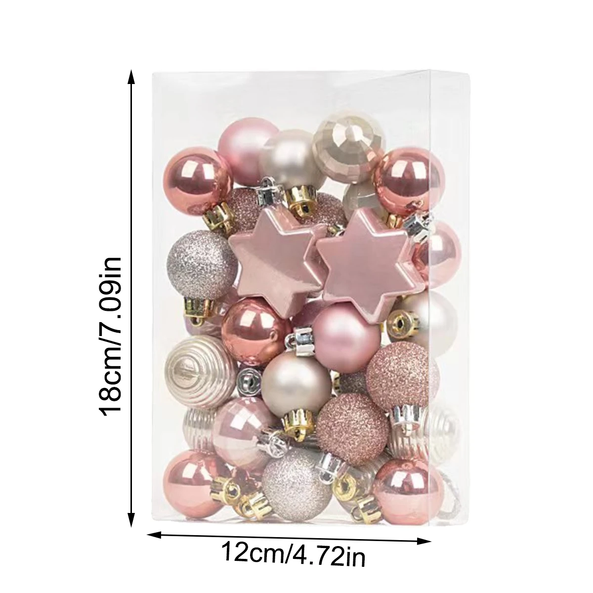 33 pieces of pink gold Christmas decoration set, shatterproof Christmas balls, Christmas trees, holiday party hanging decoration
