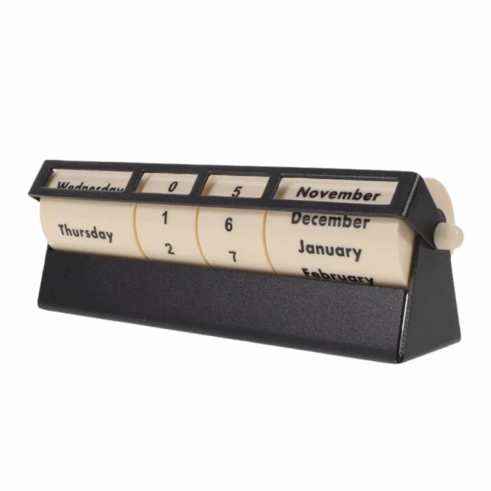 Creative Rotating Perpetual Calendar Metal Frame Manual Rotary Desk Calendar Study Reusable Wheel Manual Desk Calendar