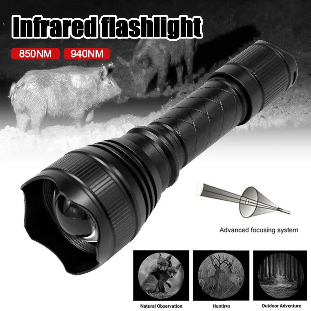 850nm/940nm Zoomable Infrarot Taschenlampe 200 Yards Jagd Taschenlampe Wasserdichte IR Nachtsicht Illuminator für Nacht Gerät