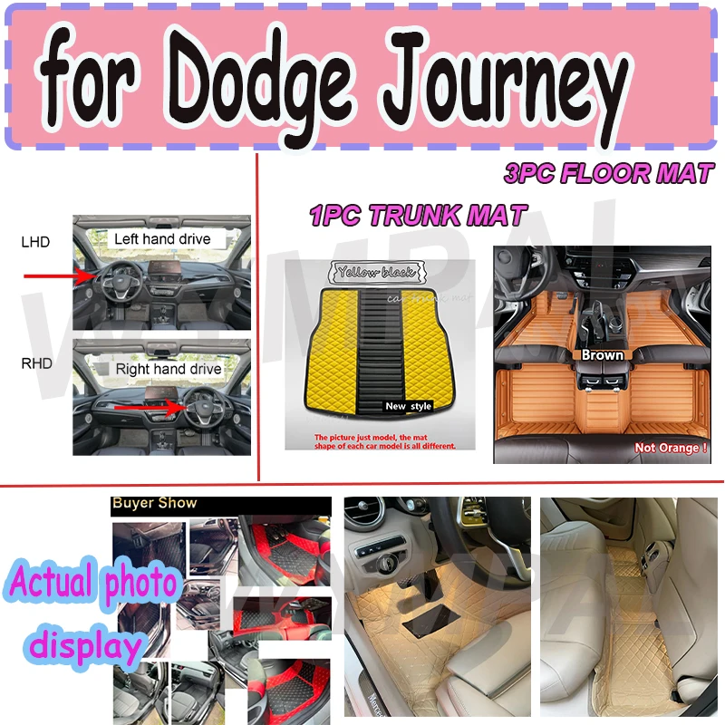 LUXURYCar Floor Mats For Dodge Journey Fiat Freemont 2011~2019 7seat Waterproof Tapetes Para Automovil Car Matts Floor Car