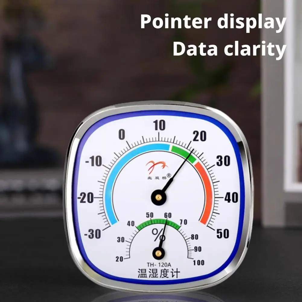 Mini Round Pointer Thermometer Hygrometer -30℃-50℃ Thermometer 20%-100% Hygrometer Indoor Office Humidity Monitor