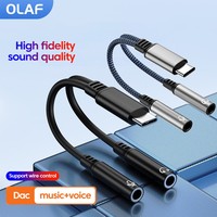 Type C Male To 3.5MM Jack Dual Female Adapter Audio Cable DAC 2-in-1 Music Voice Microphone Splitter Cable for iphone 15 16