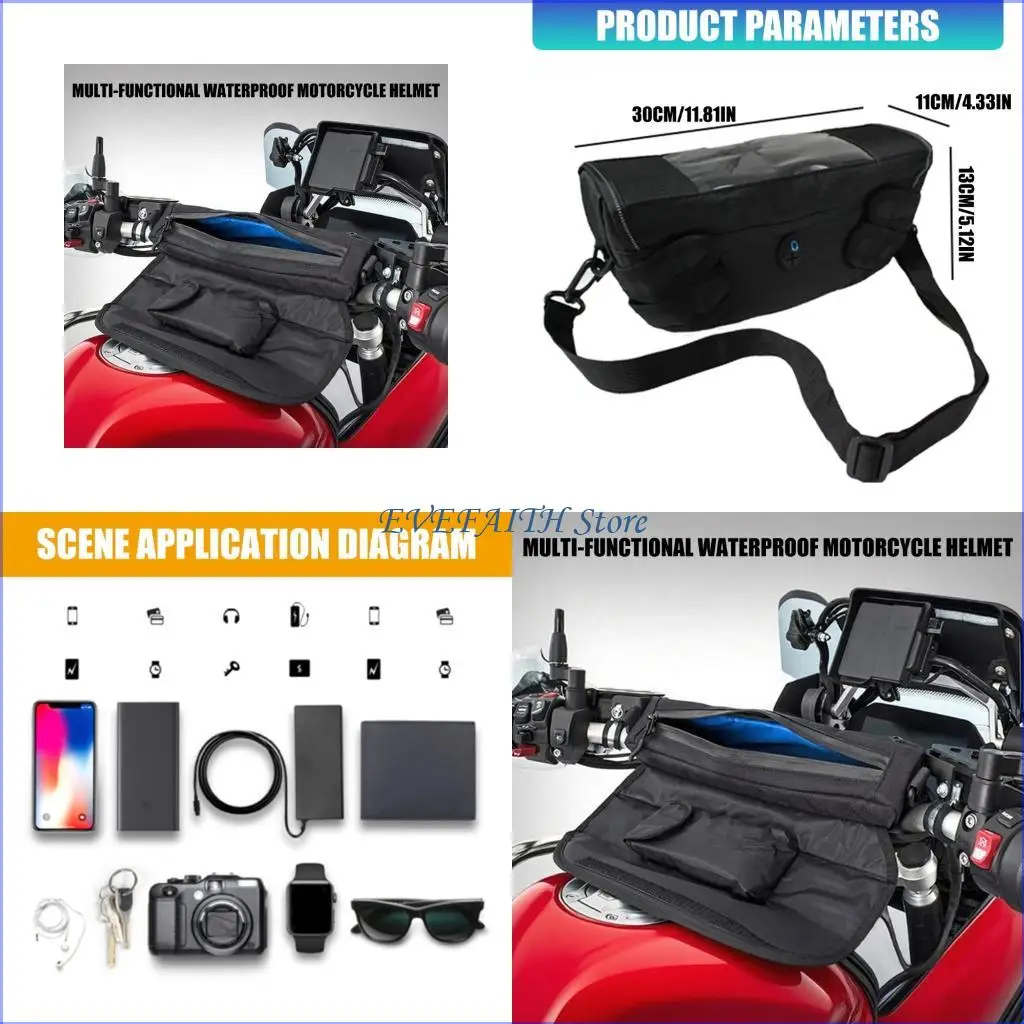 124B Heavy Duty Motorcycle Front Storage Bag Tear Resistant And Weatherproof