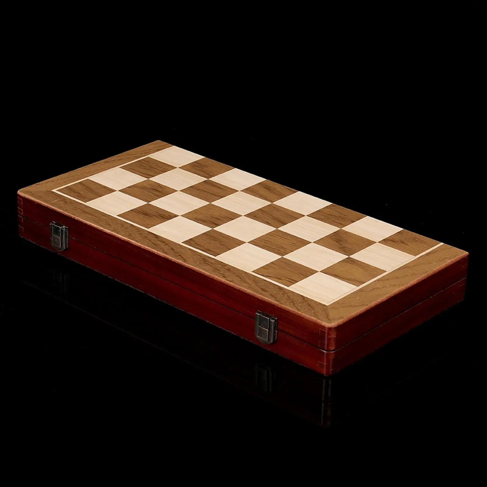 Wooden Chess Set Foldable Board Games 2 in 1 Checkers Backgammon Travel Case for Beginners Kids Adults Strategy Play