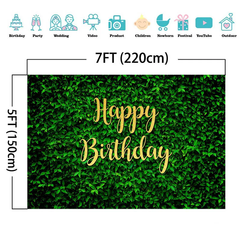 Grass Green Leaves Backdrop Summer Tropical Jungle Leaf Decor Wedding Kid Birthday Party Photo Background Studio Props Photocall