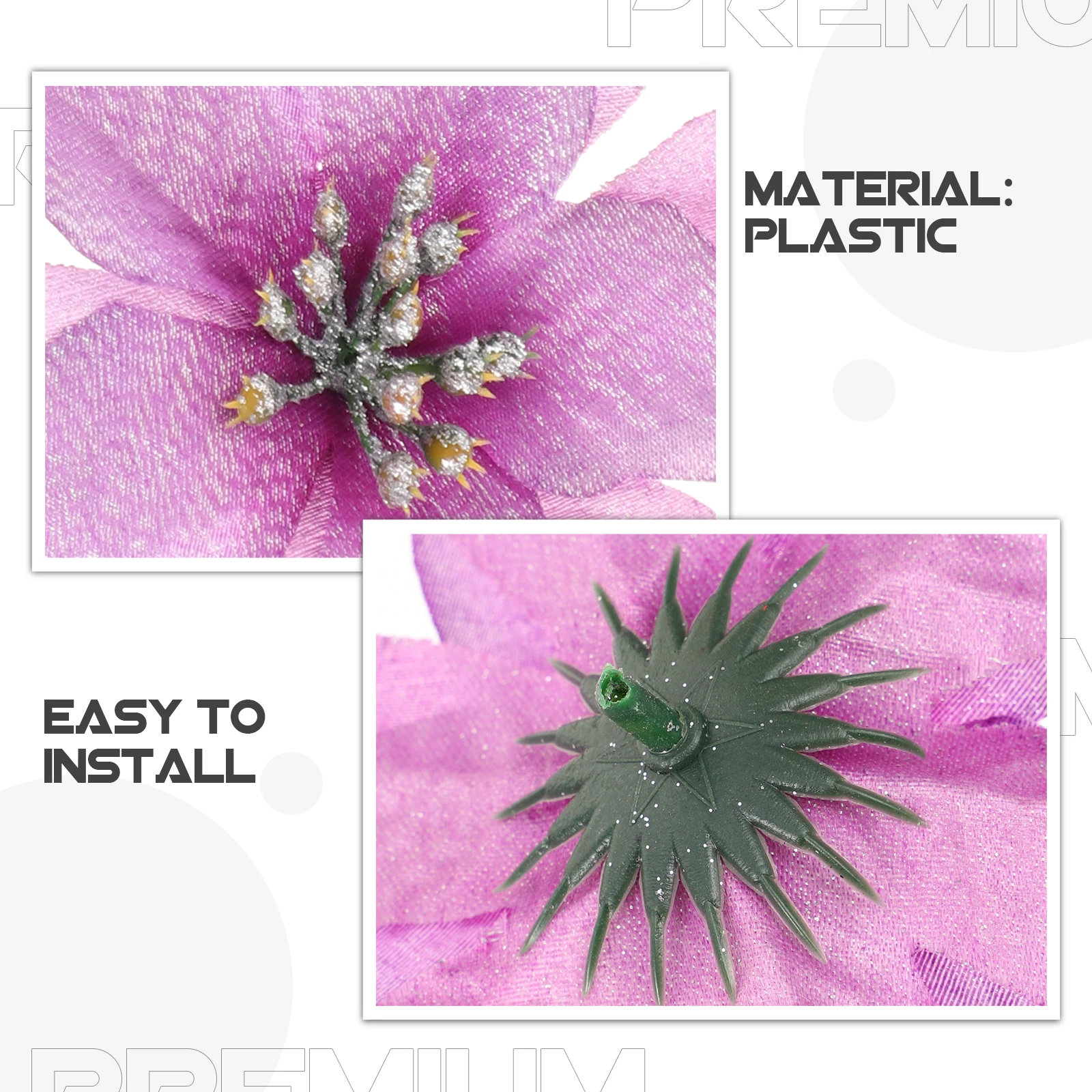 

8pcs 13Cm Glitter Artificial Christmas Flowers Wedding Decorative Fake Flower Xmas Tree Wreath Ornament Silver Hotel Restaurant