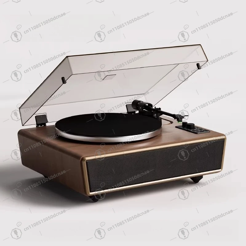 Vintage Bluetooth Record Player Turntable, Retro Wood Phonograph with Speakers
